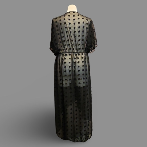 Sheer Black Polka Dot Kimono OS Plus Goth Burlesque Pinup Whimsygoth Coverup✰✰✰✰ - Picture 3 of 4
